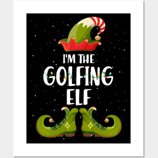 Golfing Elf Family Matching Group Christmas Gift Golf Dad T-Shirt Posters and Art